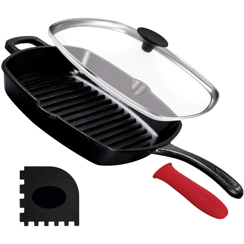 Cuisinel 10" Cast Iron NonStick Grill Pan with Lid Wayfair.ca